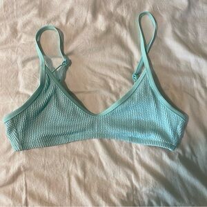 Women's Light Blue Textured Bikini Top
